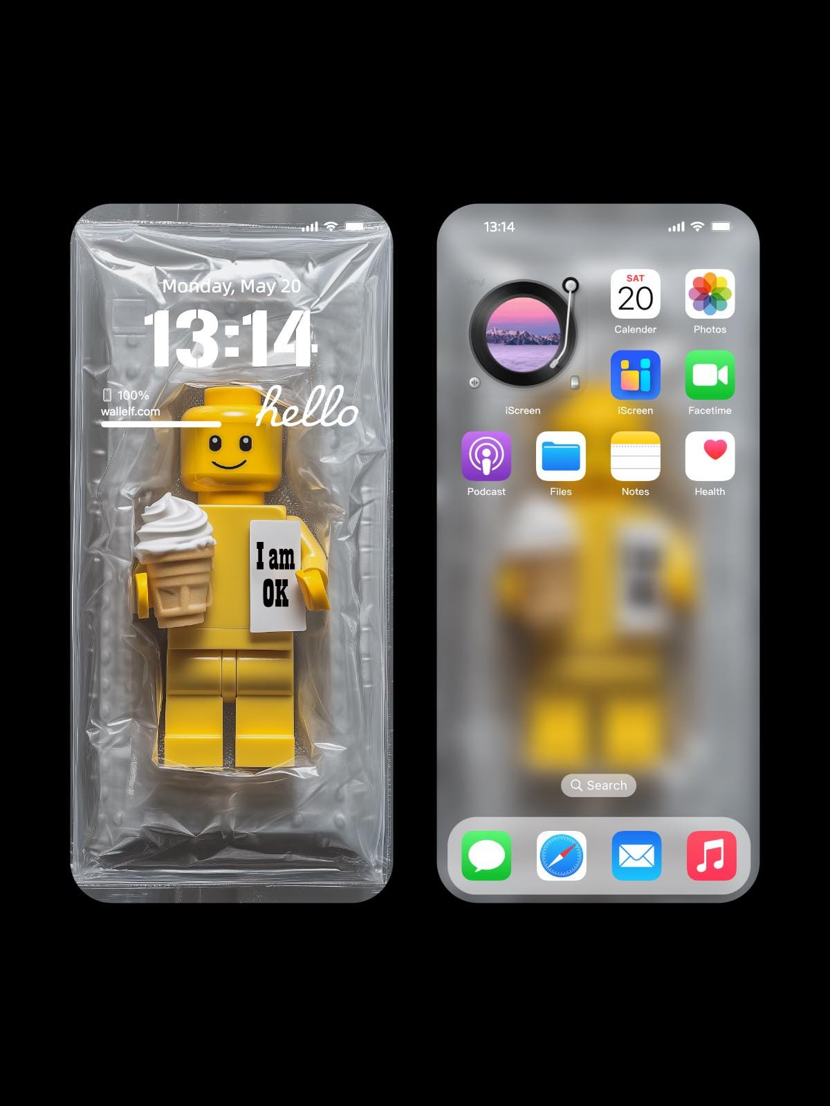 Yellow Toy Figure Wallpaper | 4K Ultra HD Fun Lock Screen | Minimalist "I Am OK" Figure for iPhone & Android | 364