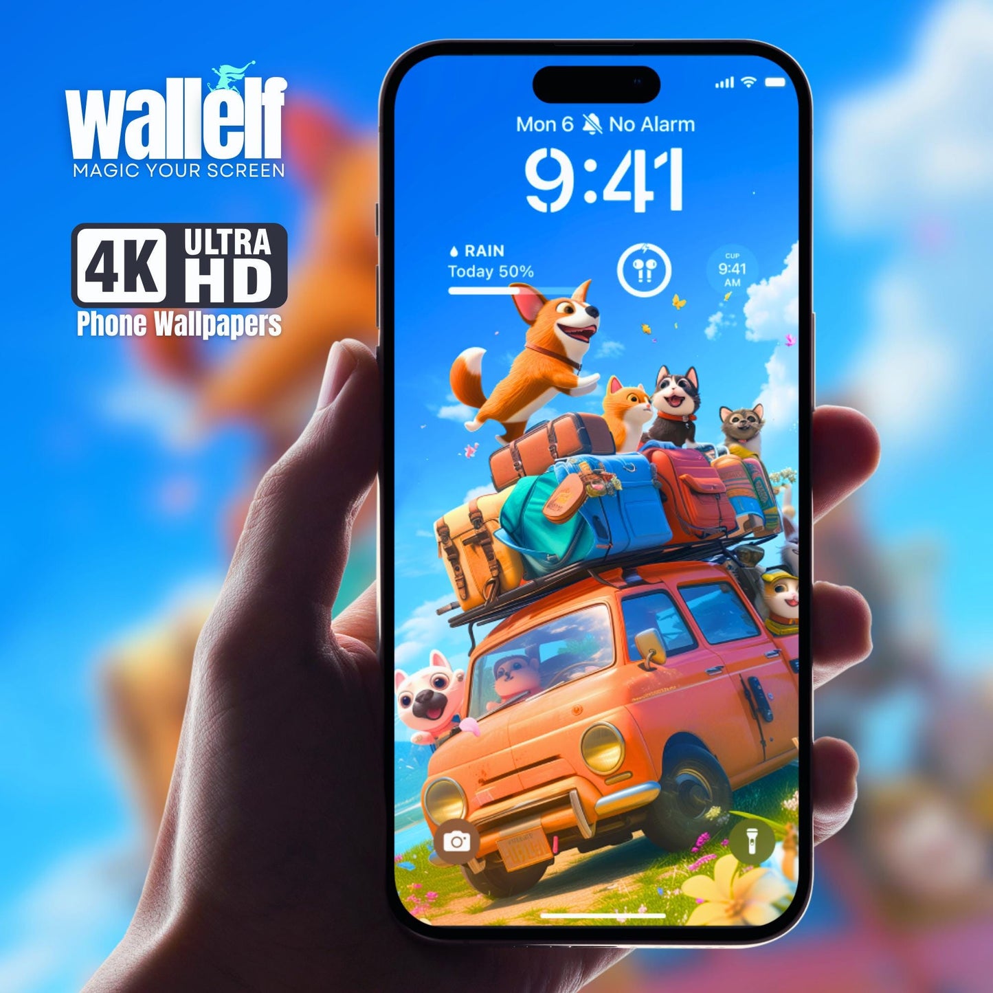 4K Animated Corgi Dog Road Trip Wallpaper for Pet Lovers - Fun and Adventurous Screen Design|iPhone&Android Wallpaper