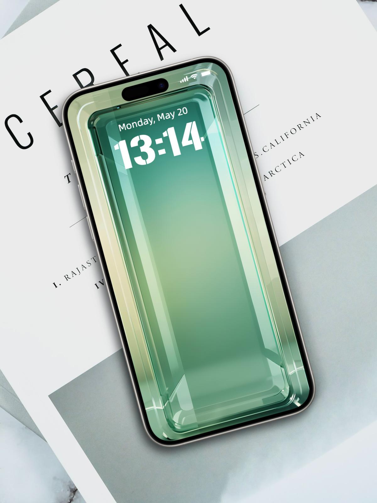 3D Gradient Illusion Wallpaper - High-Definition Green Blue Glass Aesthetic - Minimalist 4K Ultra HD Background for iPhone Android