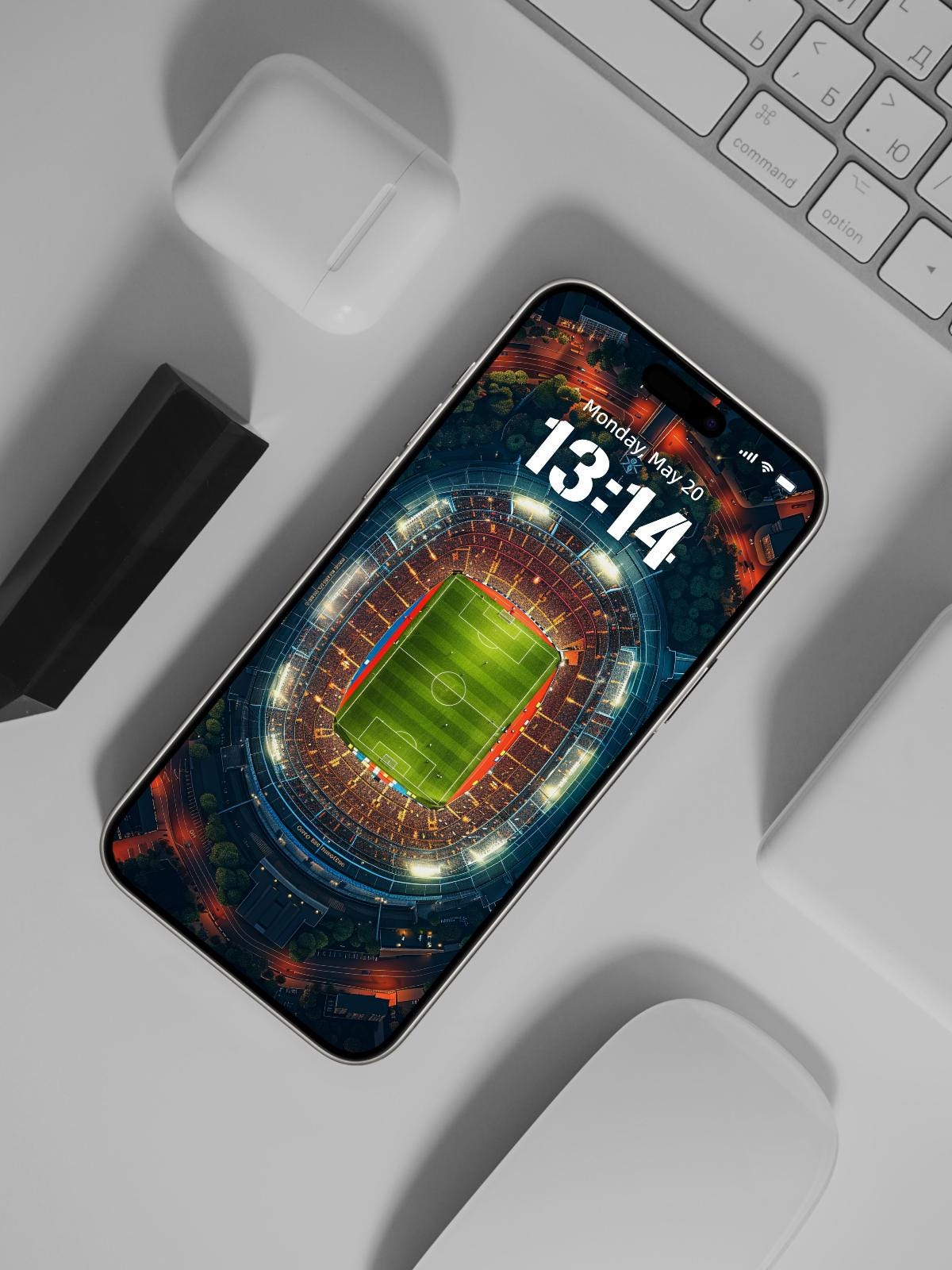 4K Ultra HD Football Stadium Wallpaper Soccer Field Night View for iPhone Android Sports-Themed Digital Background