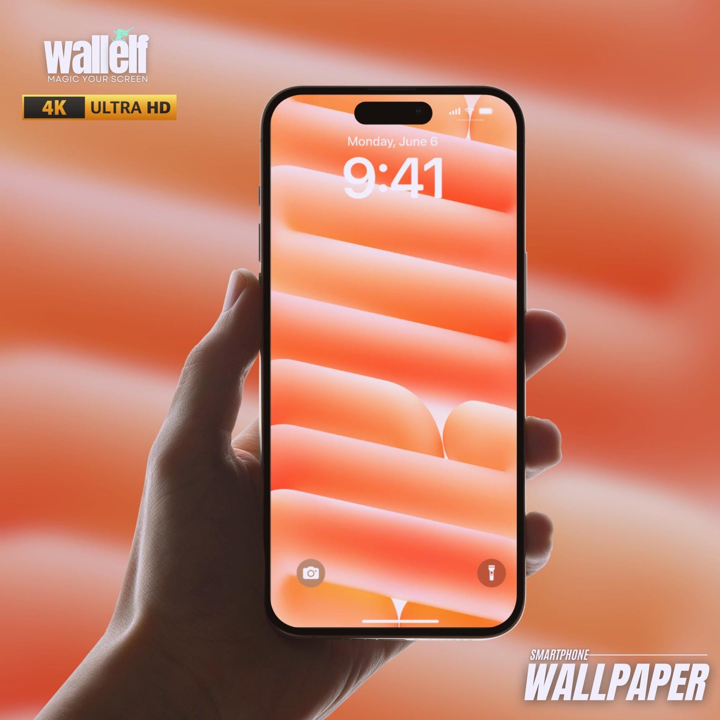 4K Gradient Wallpaper - Warm Orange Minimalist Elegant Phone Background Aesthetic Abstract Design