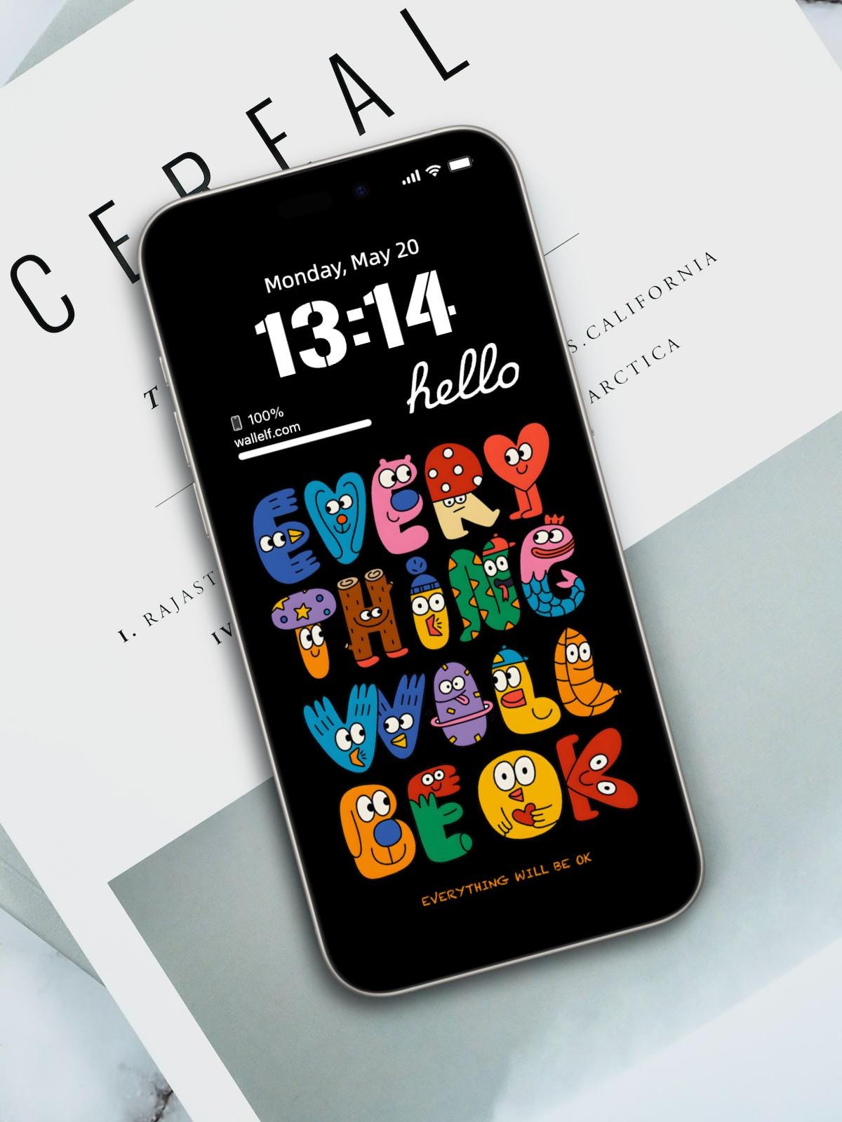 Everything Will Be OK Motivational Wallpaper | Cute & Colorful 4K Phone Background | Fun Positive Quote Wallpaper for iOS Android | 359