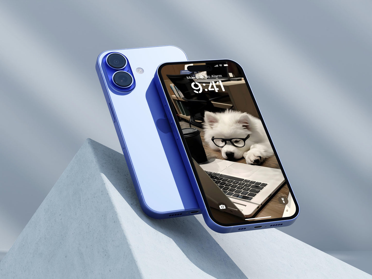 Adorable Dog at Work iPhone Wallpaper | 9K Cute Puppy Office Theme | Cozy Funny Digital Art Background for iOS & Android | 367