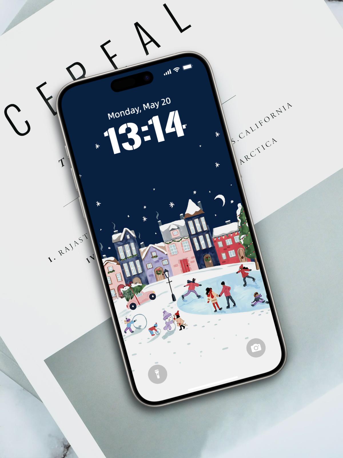 Winter Village 4K Christmas Wallpaper | Festive Digital Background for iOS & Android | Holiday-Themed Lock Screen| 395