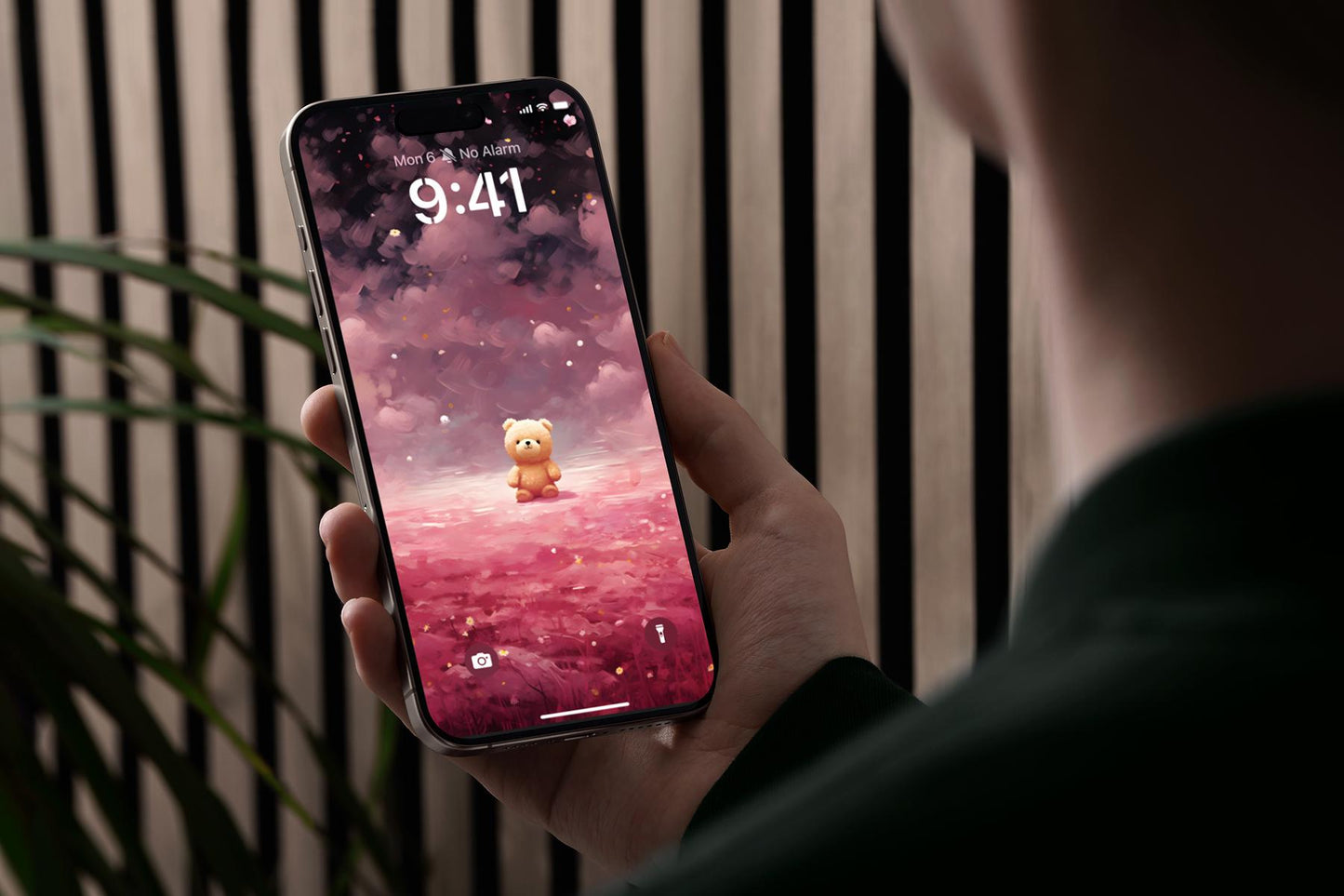 Adorable Teddy Bear Wallpaper | 4K Pink Cloudscape Phone Background | Thanksgiving Gift Mobile Phone Wallpaper | 423