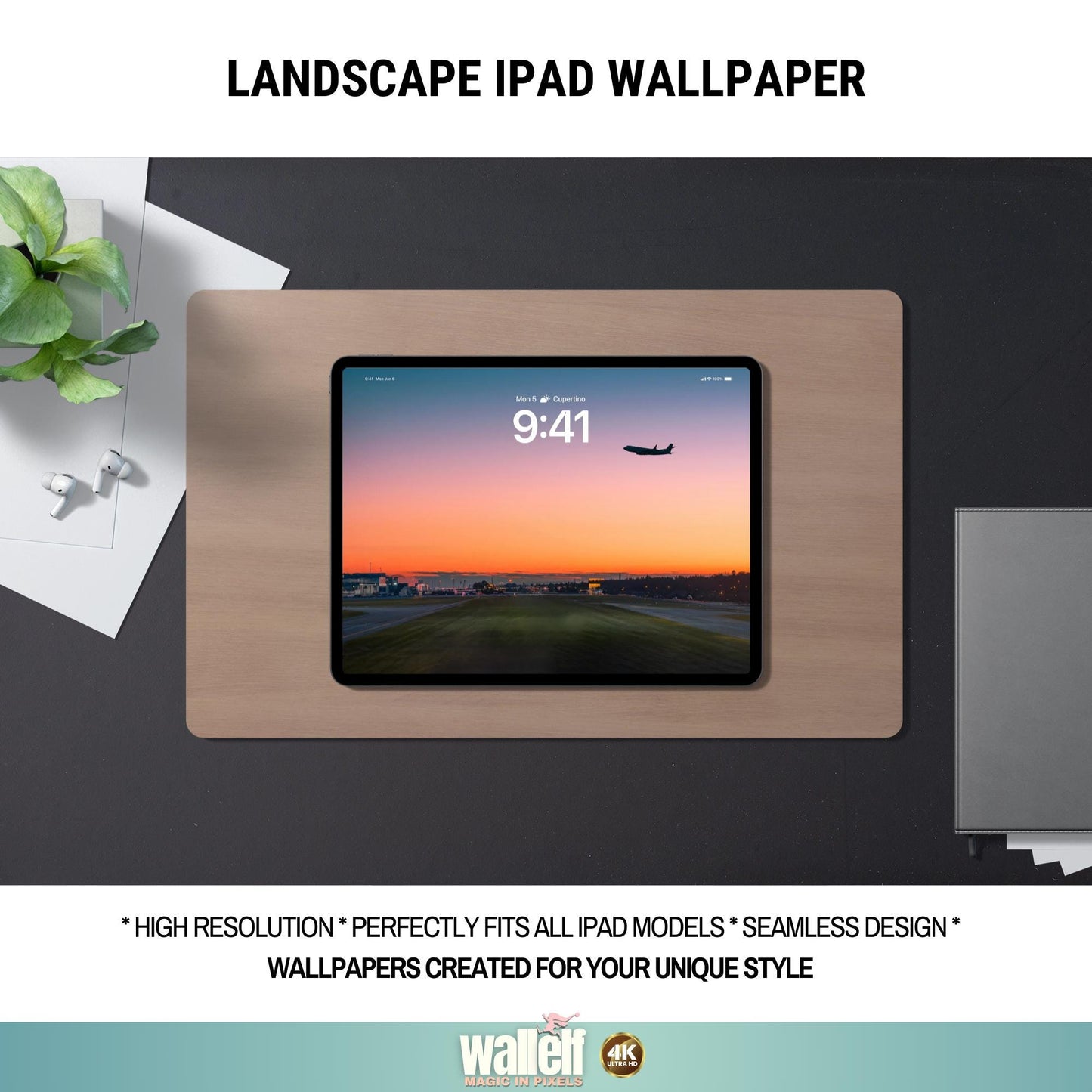 Airport Sunset iPad Wallpaper | 4K Tranquil Travel-Inspired Background | Minimalist Landscape Lock Screen | Aesthetic iPad Wallpaper | 481