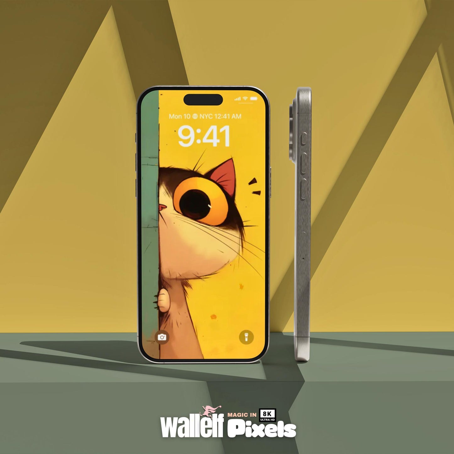 8K Minimalist Playful Cat Smartphone Lock Screens Wallpaper Set | Cute & Whimsical Feline Digital Backgrounds for iOS iPhone Android | 495