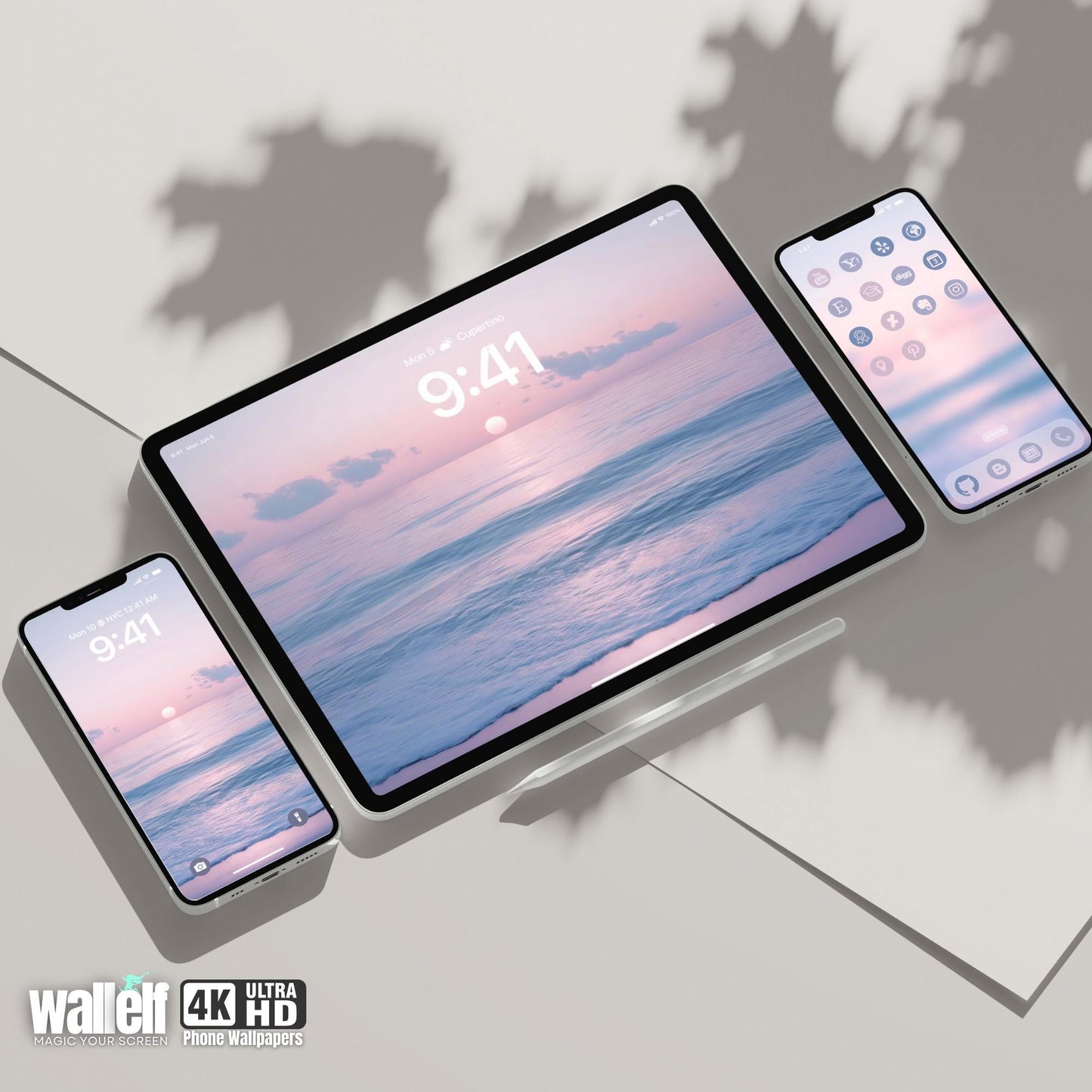 100 Minimalist iOS App Icons & Sunset Beach Wallpaper Bundle | 4 Wallpapers for iPhone iPad | Lock Home Screens| 462