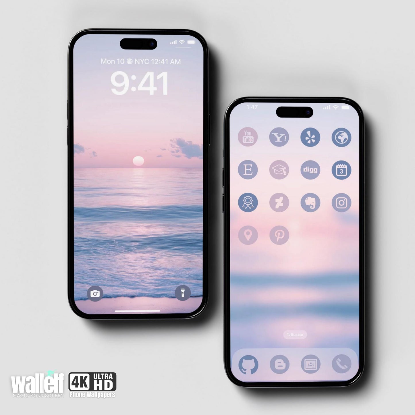100 Minimalist iOS App Icons & Sunset Beach Wallpaper Bundle | 4 Wallpapers for iPhone iPad | Lock Home Screens| 462
