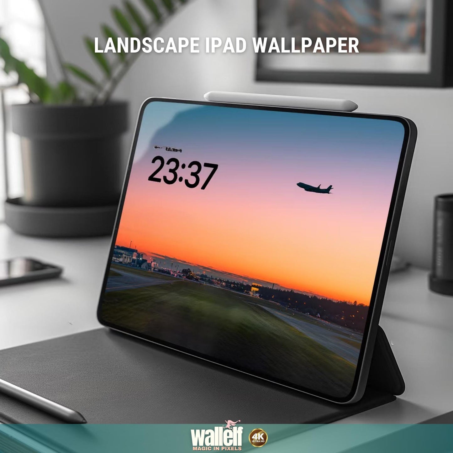 Airport Sunset iPad Wallpaper | 4K Tranquil Travel-Inspired Background | Minimalist Landscape Lock Screen | Aesthetic iPad Wallpaper | 481