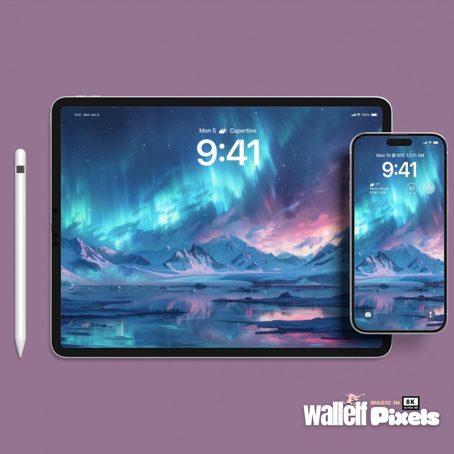 8K Aurora Borealis Wallpaper Bundle | Northern Lights Digital Background for iPhone, iPad, MacBook & Desktop | Arctic Scenic | 492