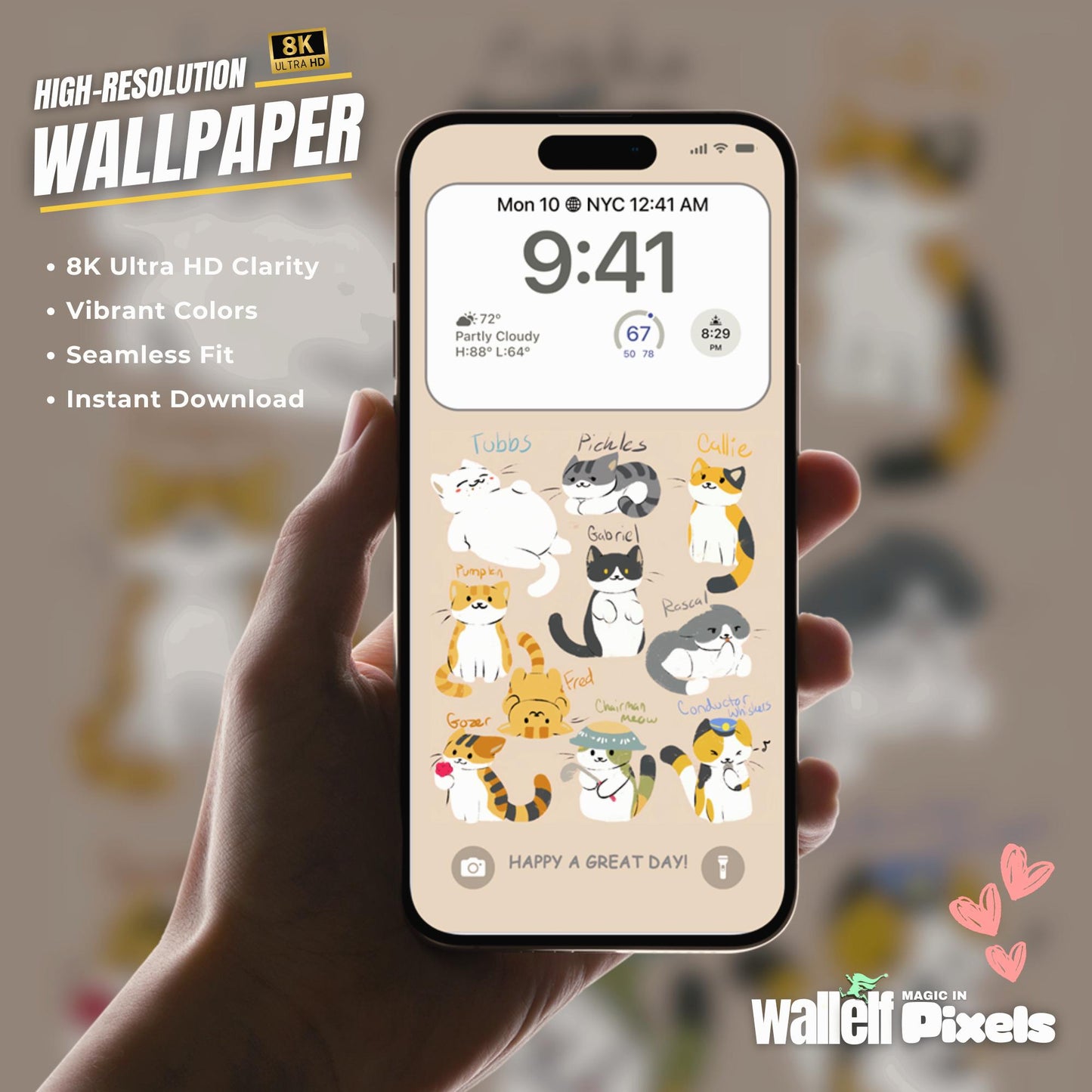 Adorable Cats iPhone Wallpaper | Cute Pet-Themed Digital Background | 8K Ultra HD Lock & Home Screen Wallpaper | Cozy Kitty Design | 504