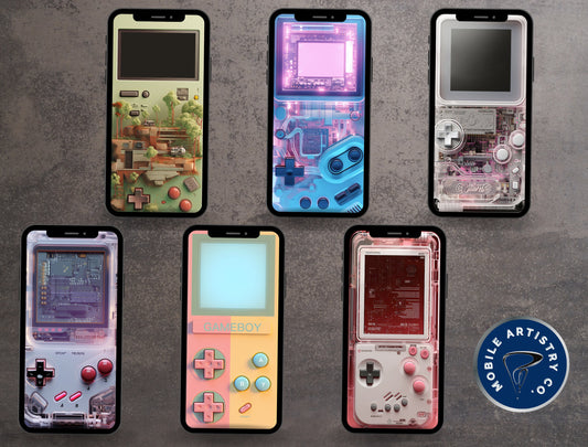 5 Retro 3D Gameboy Advanced Wallpapers for iPhone/Android | Colorful Screens for Gamers | Variety Pack | Instant Digital Download