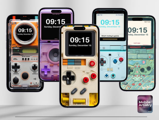 5 Retro 3D Gaming Console Wallpapers | iPhone Android | Vibrant & Nostalgic Digital Designs | Instant Download|Gameboy Collection