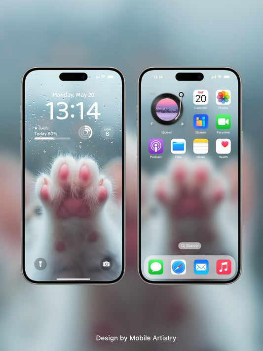 Adorable Cat Paw Phone Wallpaper | Cute and Cozy Lock Screen | Whimsical Home Screen | iPhone & Android| Instant Download