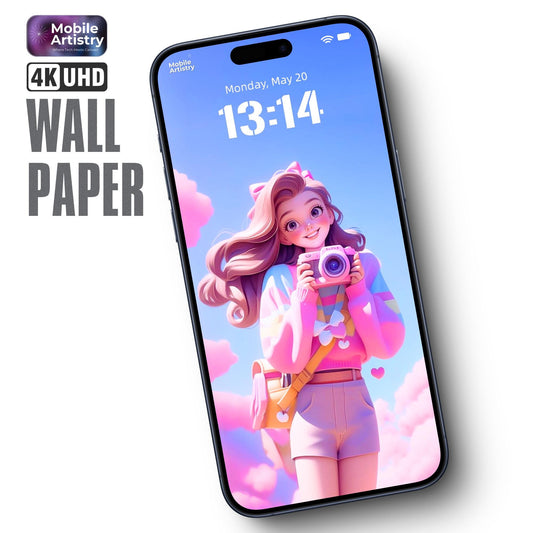 4K Ultra HD Aesthetic Phone Wallpaper  Cute Girl Photography Lock Screen Background for iPhone  Android - Pink  Blue