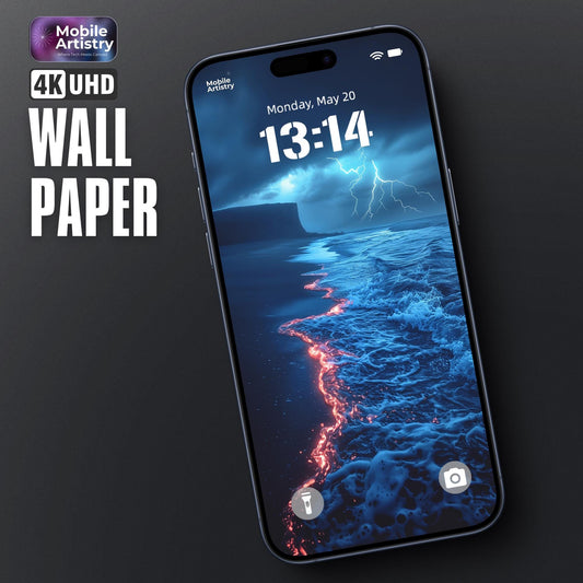 Vivid Ocean Lightning Wallpaper for iPhone  Android - 4K UHD - Dynamic High Definition - Thunderstorm Sea - Mobile Phone Background