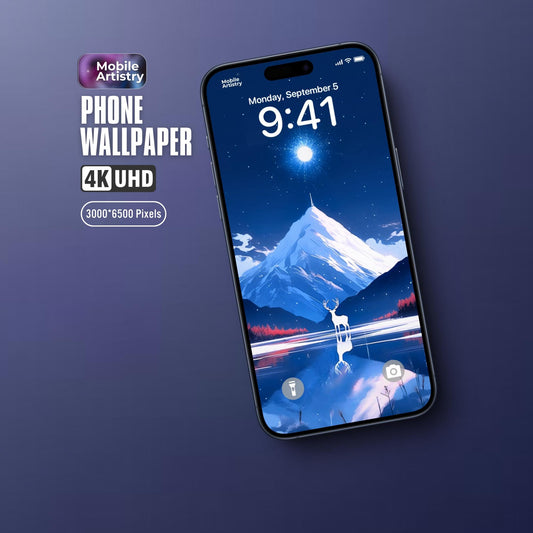 4K Phone Wallpaper - Majestic Mountain  Deer in Tranquil Night Scene - Instant Download for iPhone  Android
