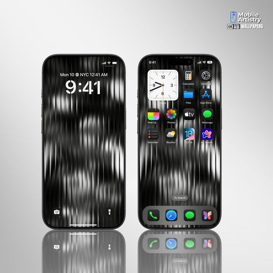 Black Ribbed Glass Texture Phone Wallpaper for iPhone & Android | Frosted Glass Effect | Instant Download
