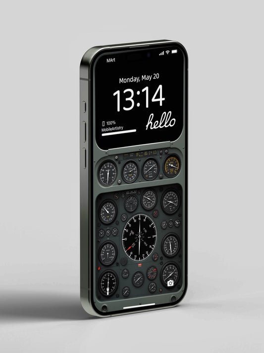 Aviation Dashboard 4K Wallpaper  Retro Cockpit Instrument Panel Design  iPhone  Android  Unique Aviation-Themed Digital Art