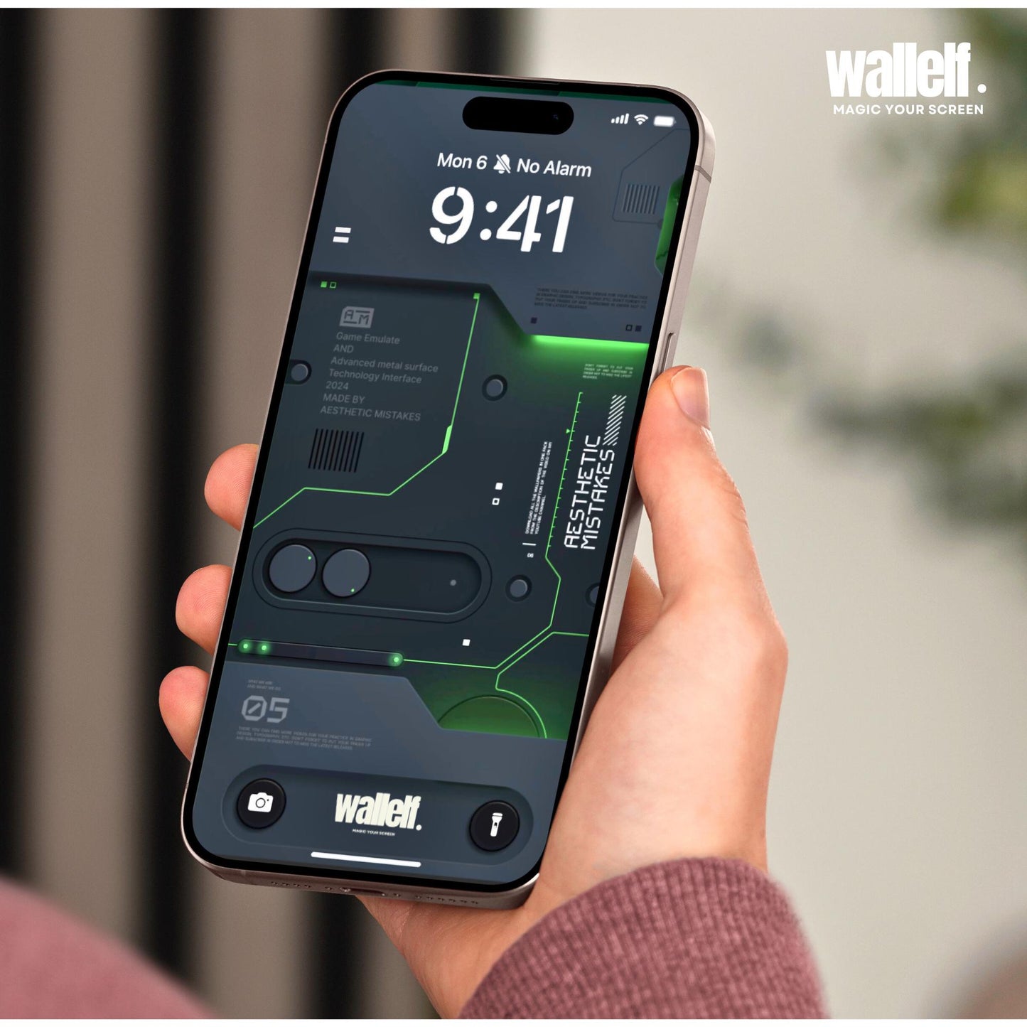 Futuristic Black and Green Tech Wallpaper | 4K Sci-Fi Lock Screen & Custom Blur Home Screen | iPhone Android Compatible
