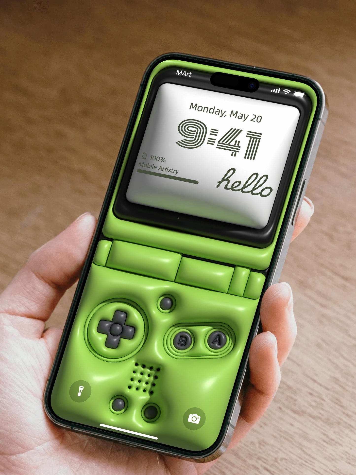 3D Gaming Console iPhone Wallpaper  Retro Puff Effect  Green Gamer Lock Screen  Nostalgic Game Aesthetic  Android HD Background