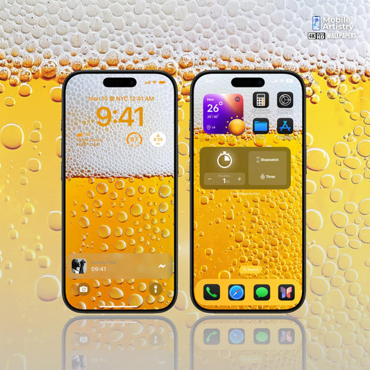 4K Golden Beer Bubbles Wallpaper | Lock Screen & Home Screen Background | Beer-Themed Mobile Wallpaper｜iPhone/Android Wallpaper