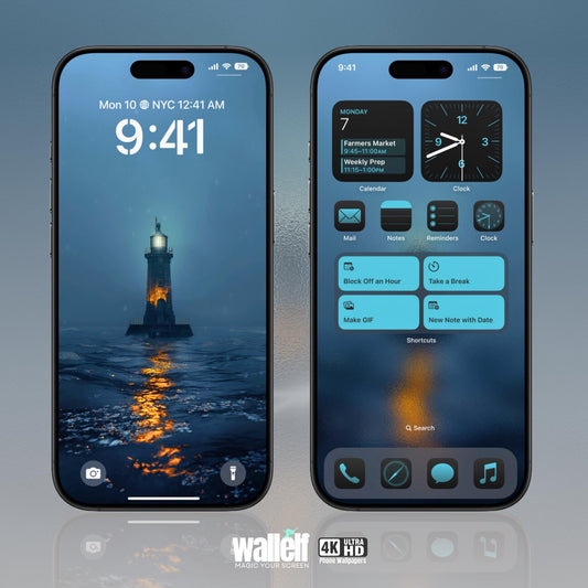4K Lighthouse in Storm Wallpaper Set for iPhone  Android - Ocean Scene Moody Nautical Mobile - Instant Download