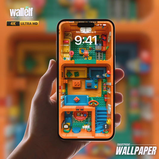 3D Block Room 4K Ultra HD Wallpaper | Colorful Toy Room for iPhone & Android | Creative Digital Art Background