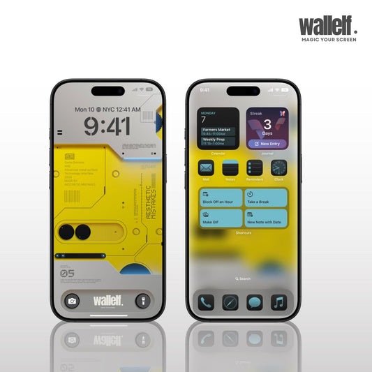 Yellow Futuristic Tech Wallpaper | 4K Aesthetic Mistakes Design | Lock Screen & Blur Effect Home Screen for iPhone Android