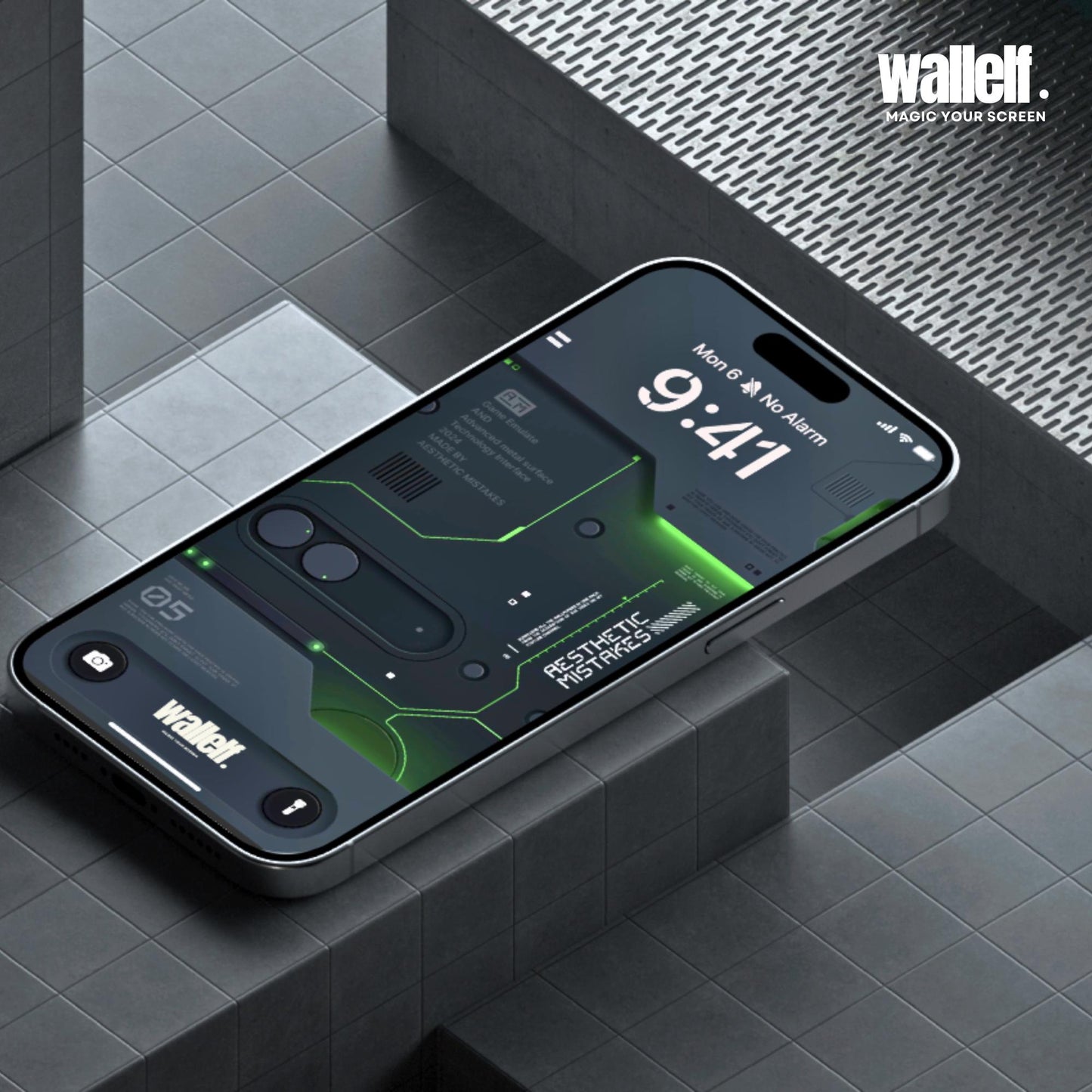 Futuristic Black and Green Tech Wallpaper | 4K Sci-Fi Lock Screen & Custom Blur Home Screen | iPhone Android Compatible