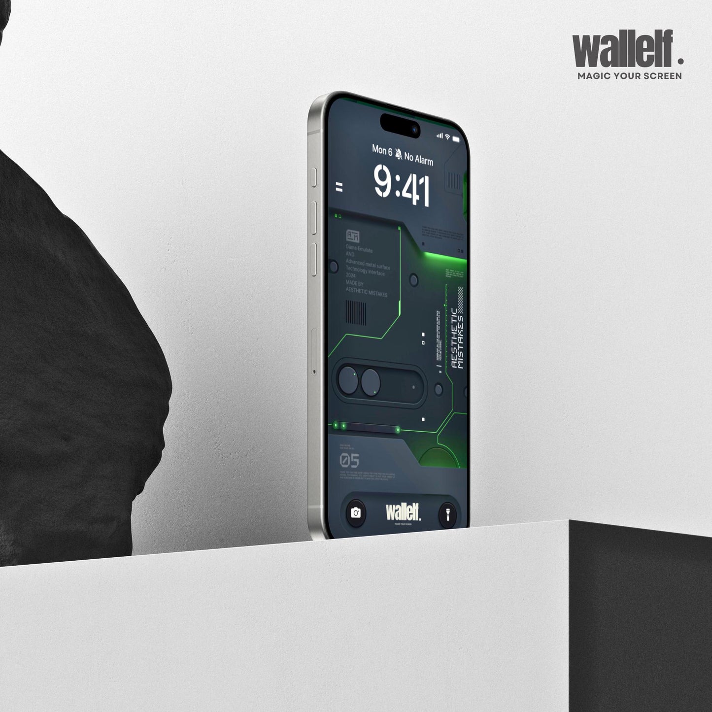 Futuristic Black and Green Tech Wallpaper | 4K Sci-Fi Lock Screen & Custom Blur Home Screen | iPhone Android Compatible