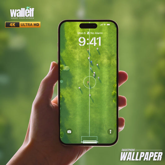 Aerial Soccer Field iPhone Wallpaper | 6K Sports Theme | Green Football Field Background for iOS & Android Devices | 369