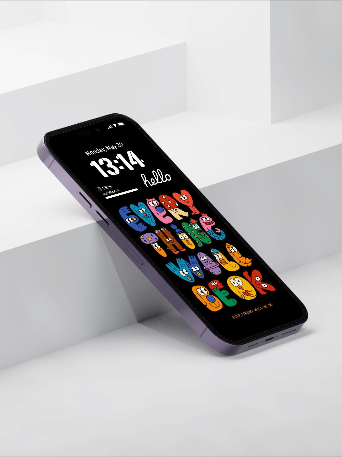 Everything Will Be OK Motivational Wallpaper | Cute & Colorful 4K Phone Background | Fun Positive Quote Wallpaper for iOS Android | 359