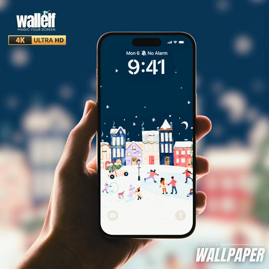 Winter Village 4K Christmas Wallpaper | Festive Digital Background for iOS & Android | Holiday-Themed Lock Screen| 395