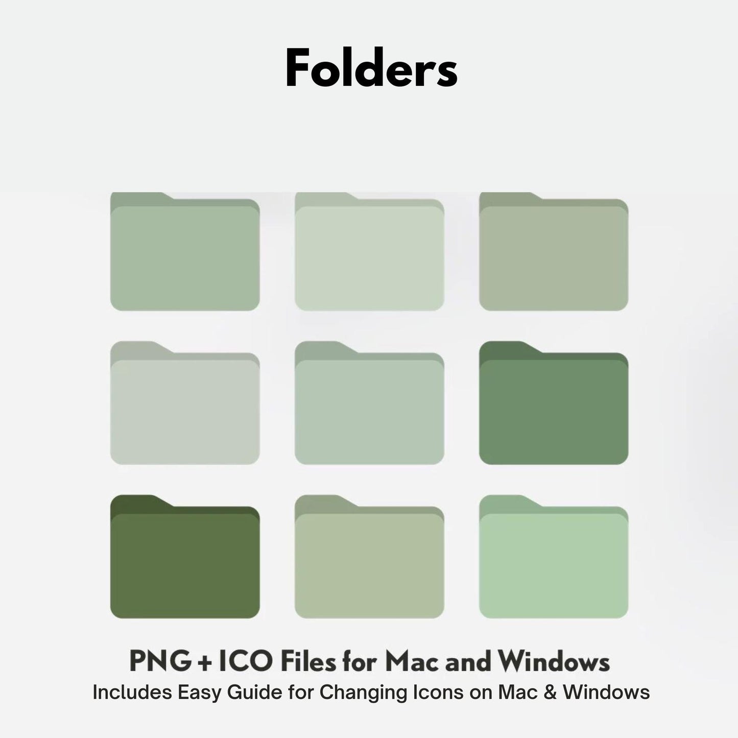 Green Desktop Organizer Wallpaper | 2025 Calendar & Folder Icon Set | Digital Download for Mac Windows｜16-9 16-10 Resolutions｜003