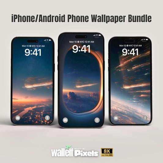 8K Artificial Celestial Rain Smartphone Wallpaper Bundle | iPhone & Android Space-Inspired Backgrounds | Futuristic Lock Screen | 499