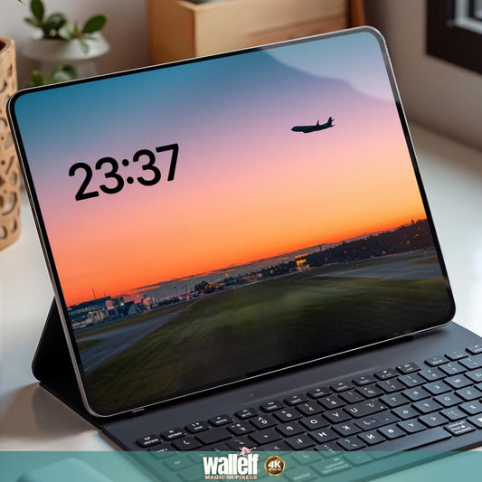 Airport Sunset iPad Wallpaper | 4K Tranquil Travel-Inspired Background | Minimalist Landscape Lock Screen | Aesthetic iPad Wallpaper | 481